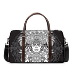 Blue And White Mayan Statue Print Duffle Bag