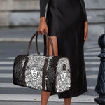 Blue And White Mayan Statue Print Duffle Bag