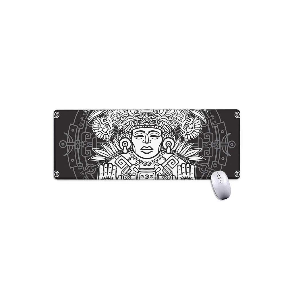 Blue And White Mayan Statue Print Extended Mouse Pad