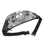 Blue And White Mayan Statue Print Fanny Pack