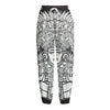 Blue And White Mayan Statue Print Fleece Lined Knit Pants