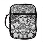 Blue And White Mayan Statue Print Front Pocket Bible Bag