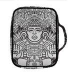 Blue And White Mayan Statue Print Front Pocket Bible Bag