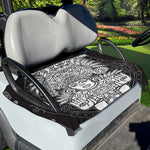 Blue And White Mayan Statue Print Golf Cart Seat Cover