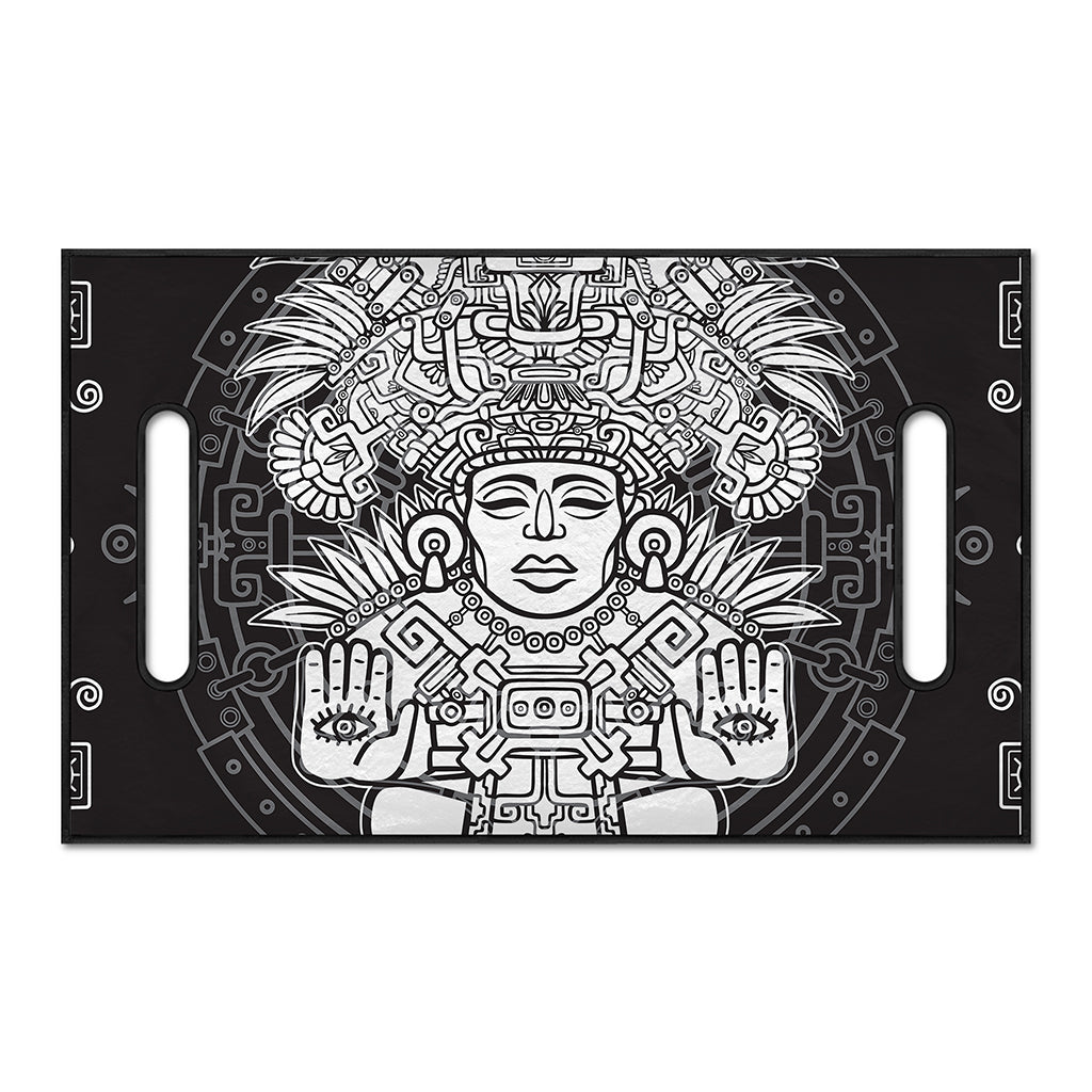 Blue And White Mayan Statue Print Golf Cart Seat Cover