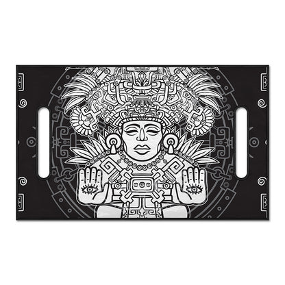 Blue And White Mayan Statue Print Golf Cart Seat Cover