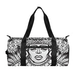 Blue And White Mayan Statue Print Gym Bag