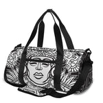 Blue And White Mayan Statue Print Gym Bag