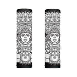 Blue And White Mayan Statue Print Handle Covers
