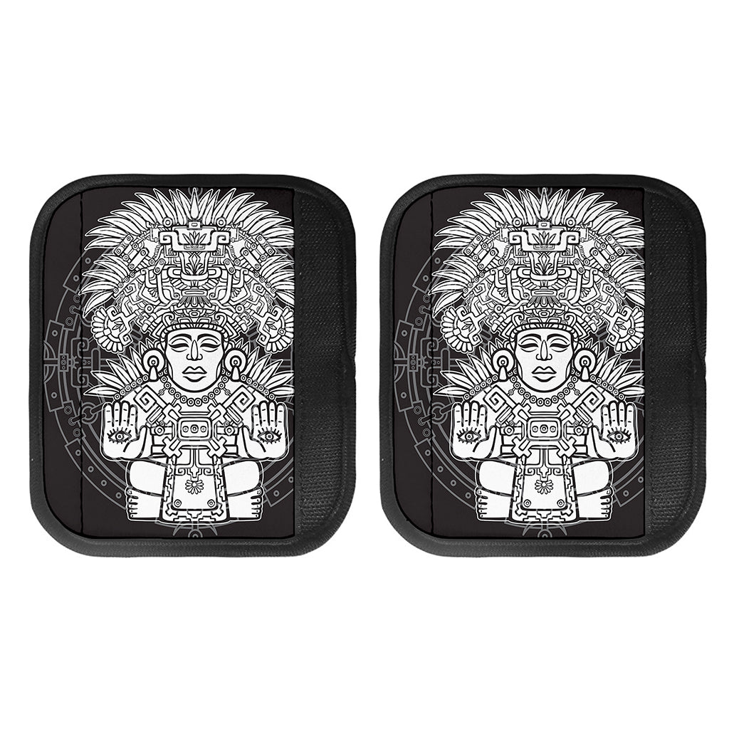 Blue And White Mayan Statue Print Handle Covers