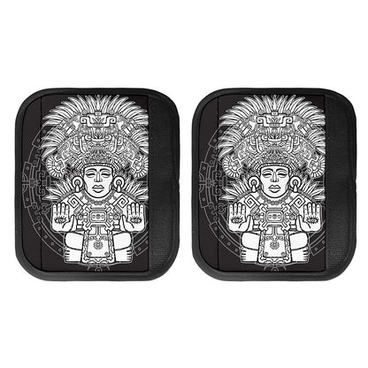 Blue And White Mayan Statue Print Handle Covers