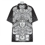 Blue And White Mayan Statue Print Hawaiian Shirt