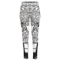 Blue And White Mayan Statue Print High-Waisted Pocket Leggings