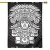 Blue And White Mayan Statue Print House Flag