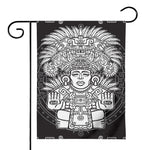 Blue And White Mayan Statue Print House Flag