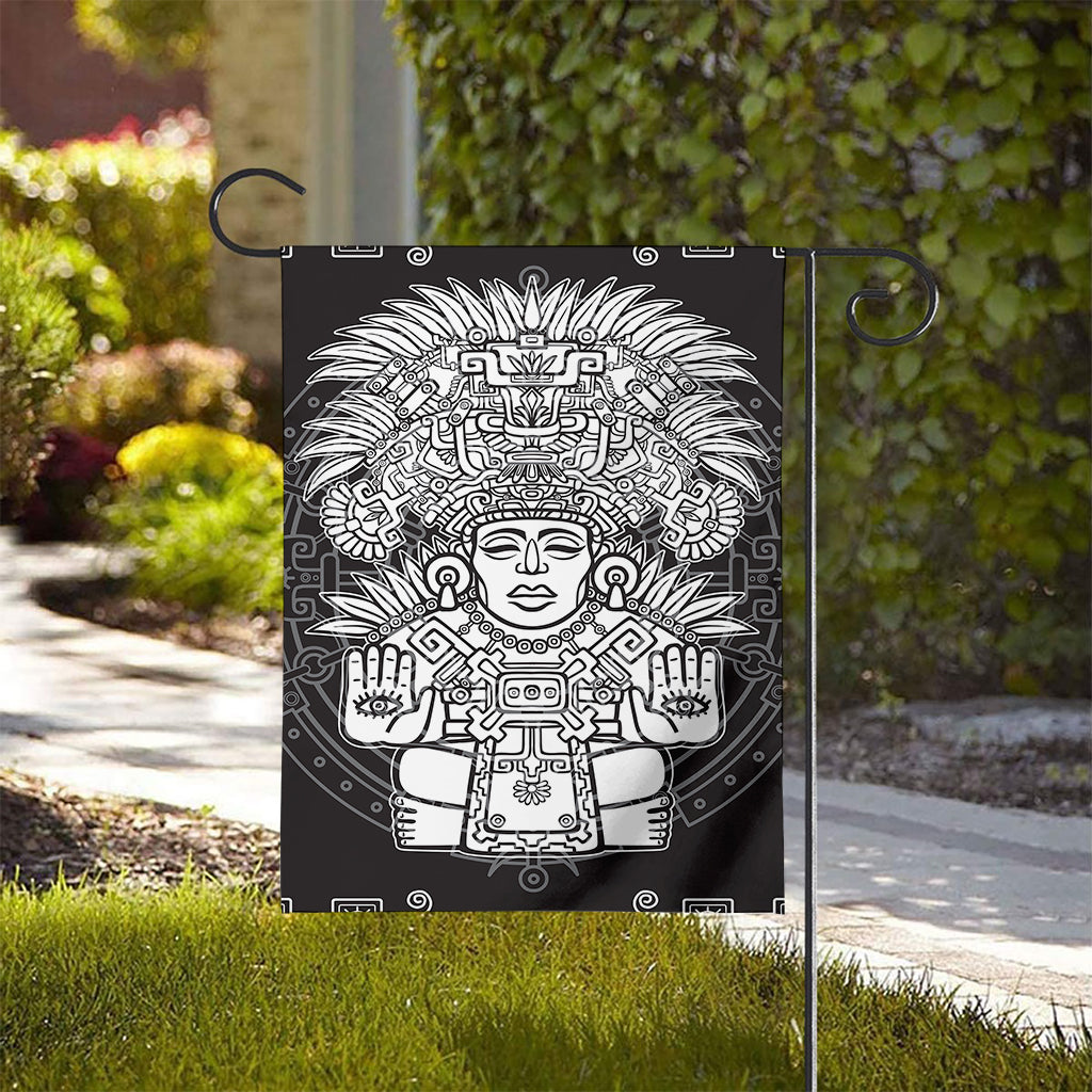 Blue And White Mayan Statue Print House Flag