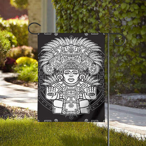 Blue And White Mayan Statue Print House Flag