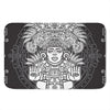 Blue And White Mayan Statue Print Indoor Door Mat