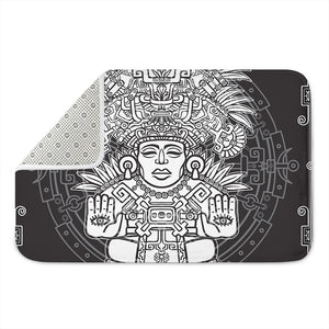 Blue And White Mayan Statue Print Indoor Door Mat