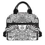 Blue And White Mayan Statue Print Insulated Lunch Bag