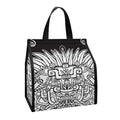 Blue And White Mayan Statue Print Insulated Lunch Tote