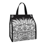 Blue And White Mayan Statue Print Insulated Lunch Tote