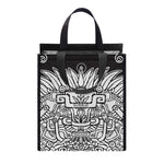 Blue And White Mayan Statue Print Insulated Lunch Tote