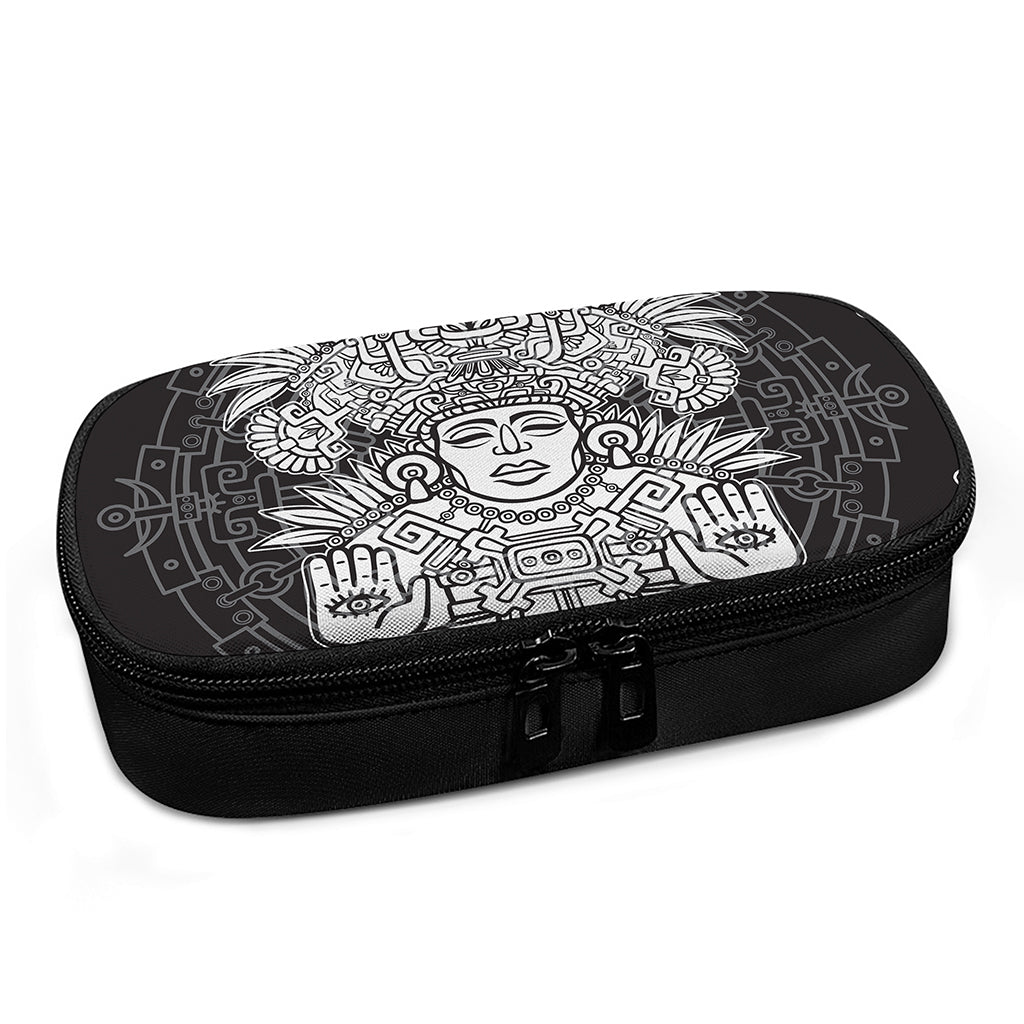 Blue And White Mayan Statue Print Insulin Cooler Travel Case