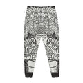 Blue And White Mayan Statue Print Jogger Pants