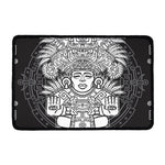 Blue And White Mayan Statue Print Kitchen Mat