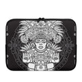 Blue And White Mayan Statue Print Laptop Sleeve