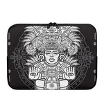 Blue And White Mayan Statue Print Laptop Sleeve