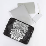 Blue And White Mayan Statue Print Laptop Sleeve