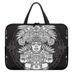 Blue And White Mayan Statue Print Laptop Sleeve With Handle