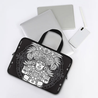Blue And White Mayan Statue Print Laptop Sleeve With Handle