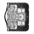 Blue And White Mayan Statue Print Leather Bible Cover