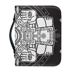 Blue And White Mayan Statue Print Leather Bible Cover