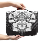 Blue And White Mayan Statue Print Leather Bible Cover