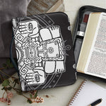Blue And White Mayan Statue Print Leather Bible Cover