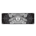 Blue And White Mayan Statue Print Long Kitchen Mat