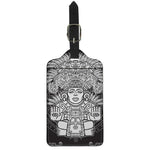Blue And White Mayan Statue Print Luggage Tag