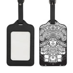 Blue And White Mayan Statue Print Luggage Tag