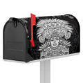 Blue And White Mayan Statue Print Mailbox Cover