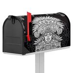 Blue And White Mayan Statue Print Mailbox Cover
