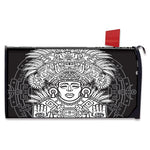 Blue And White Mayan Statue Print Mailbox Cover