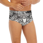 Blue And White Mayan Statue Print Men's Briefs