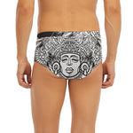 Blue And White Mayan Statue Print Men's Briefs