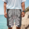 Blue And White Mayan Statue Print Men's Cargo Shorts