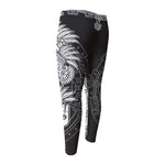 Blue And White Mayan Statue Print Men's Compression Pants