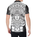 Blue And White Mayan Statue Print Men's Shirt